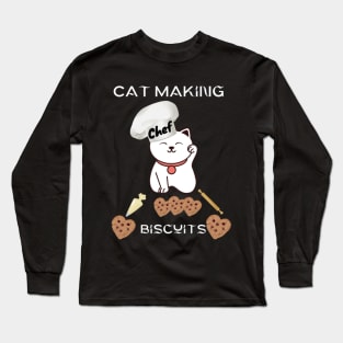 cat making biscuts Long Sleeve T-Shirt